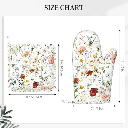 Wildflower Flower Oven Mitts and Pot Holders Set of 4 Silicone Boho Butterfly - Image 3