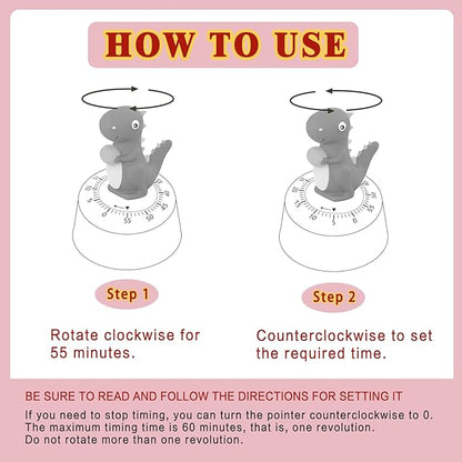 ELE DEPI 60 Minutes Mechanical Kitchen Timer, Cute Dinosaur Timer - Image 5