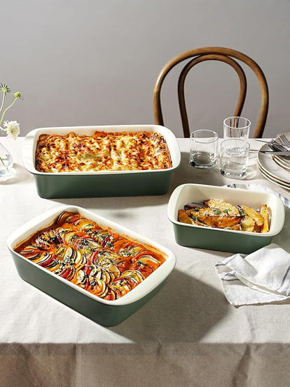 LE TAUCI Deep Casserole Dishes for Oven, 13.7”x9.6” Ceramic Baking Dish Set - Image 4