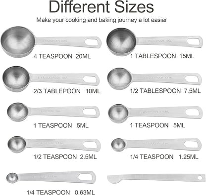 Measuring Cups and Spoons Set, 18/8 Stainless Steel Measuring Cups and Spoons - Image 3