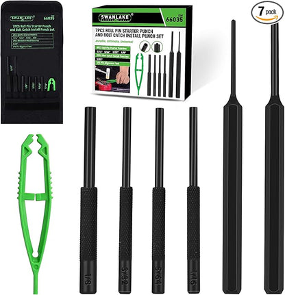 7-Piece Premium Roll Pin Starter Punch and Install Punch Set by SWANLAKETOOLS