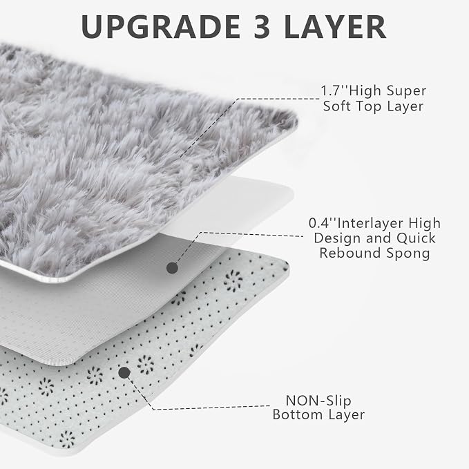 Shag Runner Rug for Bedroom Living Room 2x6 Upgrade Non-Slip Fluffy Soft - Image 8