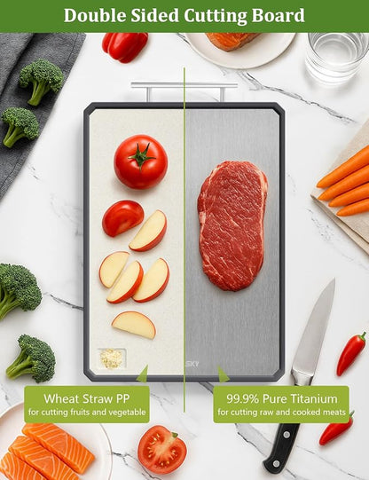 Titanium Cutting Boards for Kitchen, 2 in 1 Non Toxic Cutting Board, Food-Grade - Image 2