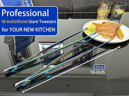JETKONG 2 Pcs 18 Inch Stainless Steel Grill Tongs Heavy Duty Giant Tweezer Tongs - Image 4