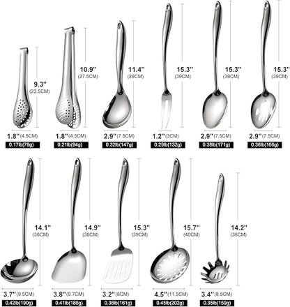 304 Stainless Steel Cooking Utensils Set, Mirror Polished Kitchen Gadget - Image 6