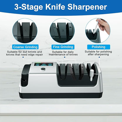 Upgrade 5-in-1 Electric Knife Sharpener, Professional 3-Stage - Image 5