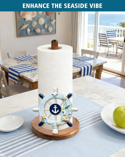 Ship's Rudder Paper Towel Holder, Nautical Coastal Beach Ocean Decor - Image 2