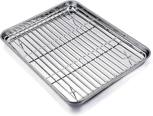 TeamFar Baking Tray and Rack Set, Stainless Steel Baking Pan Cookie Sheet by TeamFar
