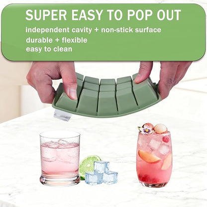 Ice Cube Trays for Freezer, 2 Pack Easy Release Slicone Ice Cube Tray - Image 3