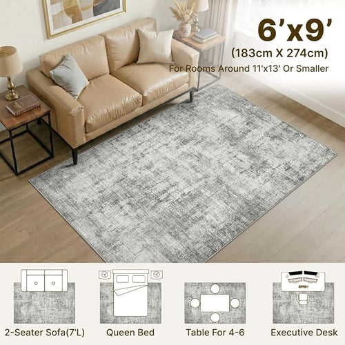 6x9 Area Rugs Washable Living Room Rug-No Slip Soft Carpets Modern Abstract - Image 2