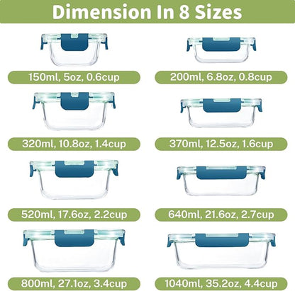 HOMBERKING 8 Pack Glass Food Storage Containers - Image 2