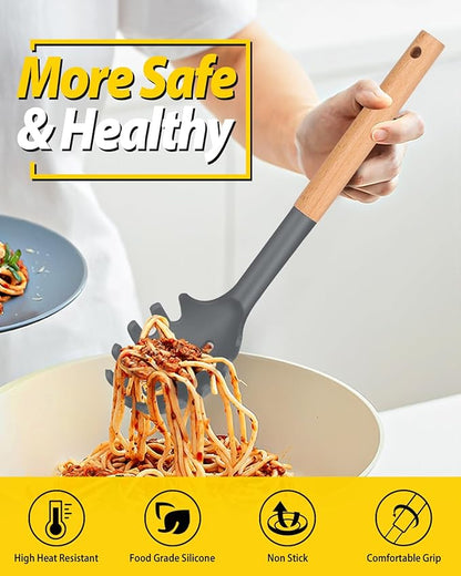 Silicone Pasta Fork and Ladle Spoon Set - Image 3