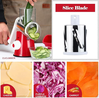 Ourokhome Rotary Cheese Grater Hand Crank, Kitchen Shredder Speed Mandolin - Image 5