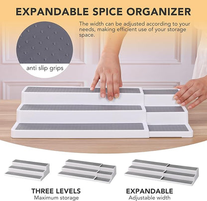CiWiVOKi 3 Tier Expandable Spice Rack Organizer, Adjustable Length 14.6In-25.8In - Image 3