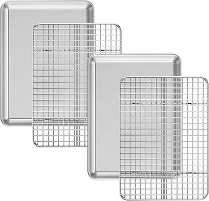 Baking Sheet with Cooling Rack Set, Deedro Stainless Steel Cookie Half Sheets by Deedro