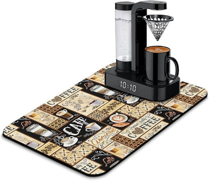 Fun Coffee Mat 23inx15in, Coffee Bar Mat by Kuyig+Home