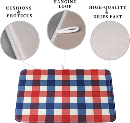 4th of July Dish Drying Mat Patriotic Buffalo Plaid Drying Mats - Image 3