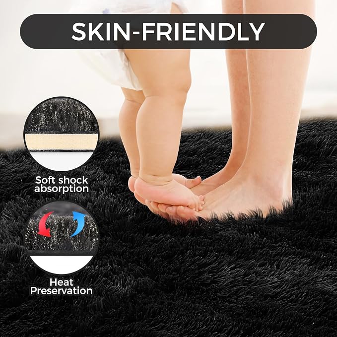 Ultra Soft Rug for Living Room, 4X6 Fluffy Shag Area Rug for Bedroom, Modern - Image 7