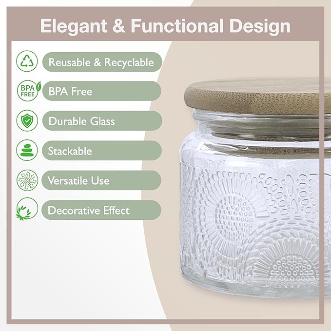 4 oz Blue Mini Glass Jars with Airtight Bamboo Lids 6 pack, Decorative Small - Image 6