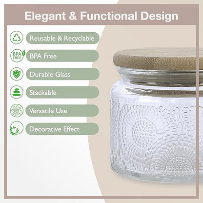 4 oz Glass Storage Jars with Airtight Bamboo Lids - Image 4
