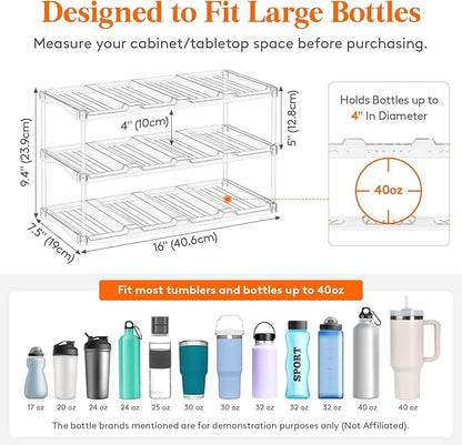 Lifewit Stackable Bottle Storage Organizer, Large Slot Water Bottle Tumbler Cup - Image 2