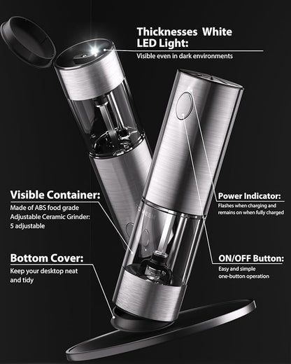 TOMEEM Upgraded Larger Capacity Electric Salt and Pepper Grinder Set - Image 7