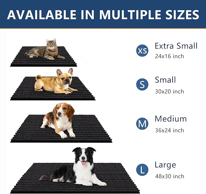 Smiry Dog Door Mat for Muddy Paws 59x35, Absorbent Dirt Trapper, Non-Slip - Image 3
