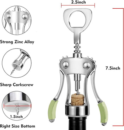 KORCCI Wine Opener, Heavy-Duty Zinc Alloy Wing Corkscrew, Premium Beer Bottle - Image 2