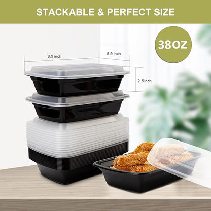 Ezalia 30 Pack Meal Prep Containers 38oz, Plastic To Go Food Containers - Image 6