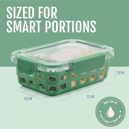 Ello Duraglass 3.4 Cup Meal Prep Sets 10Pc, 5 Pack Set- Glass Food Storage - Image 4