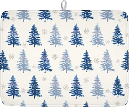 Winter Dish Drying Mat 16 x 18 Inch Blue Tree Dish Drying Pad Absorbent by Unknown