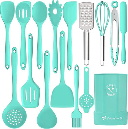 Silicone Kitchen Utensils Set, 16-Piece Silicone Cooking Utensils by Deedro by Deedro