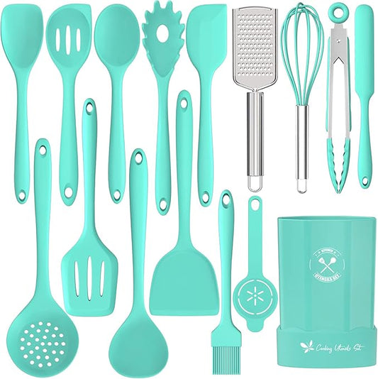 Silicone Kitchen Utensils Set, 16-Piece Silicone Cooking Utensils by Deedro by Deedro