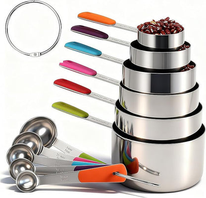 Bopei Measuring Cups and Spoons Set Stainless Steel 11 Piece by Bopei