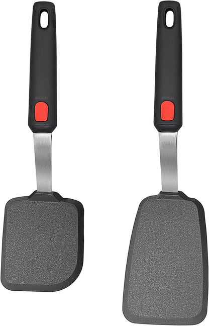 2 Pack Silicone Spatula Turner, 600°F Heat Resistant Kitchen Spatula Set by BodiCal