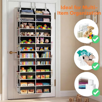 Over The Door Organizer 6 Tiers, Extra Large Behind Door Storage of 12 - Image 5