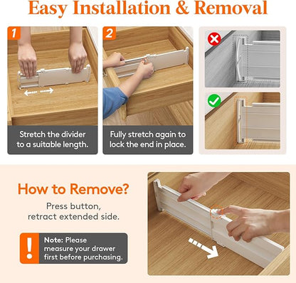 Lifewit 4" Tall 9 Pack Drawer Dividers, 27-42cm/10.5-16.5" Expandable Drawer - Image 4