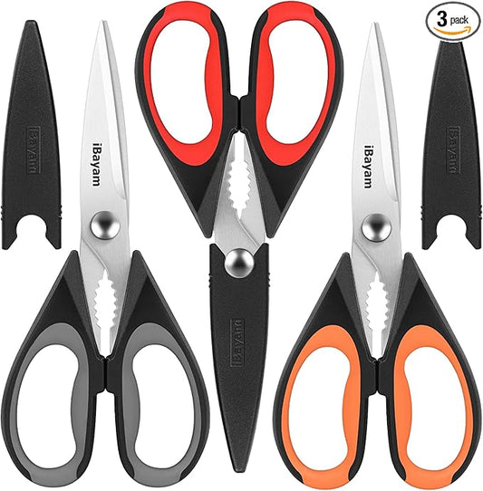 iBayam 3-Pack 8.5"Kitchen Scissors All Purpose Heavy Duty by iBayamDirect