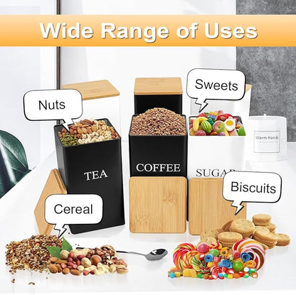 3 Pcs Tea Coffee Sugar Canisters, Food Storage - Image 4