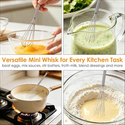 HOTEC Mini Whisks Anti-Rust 304 Stainless Steel Set of 2-5“ & 7", Small Whisk - Image 6