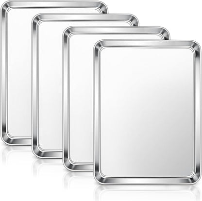 E-far Baking Sheets Set of 4, 16” x12” x 1” Stainless Steel Cookie Sheets Pans by E-far