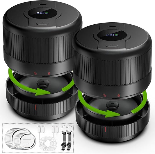 Mason Jar Vacuum Sealer Kit, Electric Sealer for Wide and Regular Mouth Mason Lids, Canning Vacuum Sealer Mason Jar, Automatic Vacuum Sealer Machine for Food Storage - 2 Packs