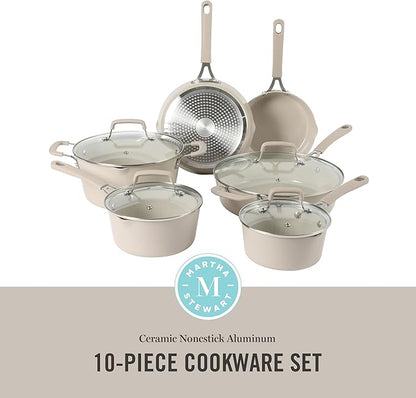Martha Stewart Heathland Premium Nonstick PFA Free Ceramic Interior 10-Piece - Image 2