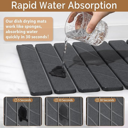 Large Stone Dish Drying Mat for Kitchen Counter, Foldable Water Absorbing - Image 3