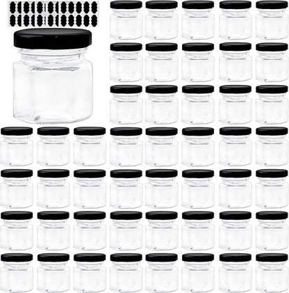 1.5 OZ Mini Hexagon Glass Jars, 48 Pack Empty Honey Jars Small Spice Jars by Comrzor