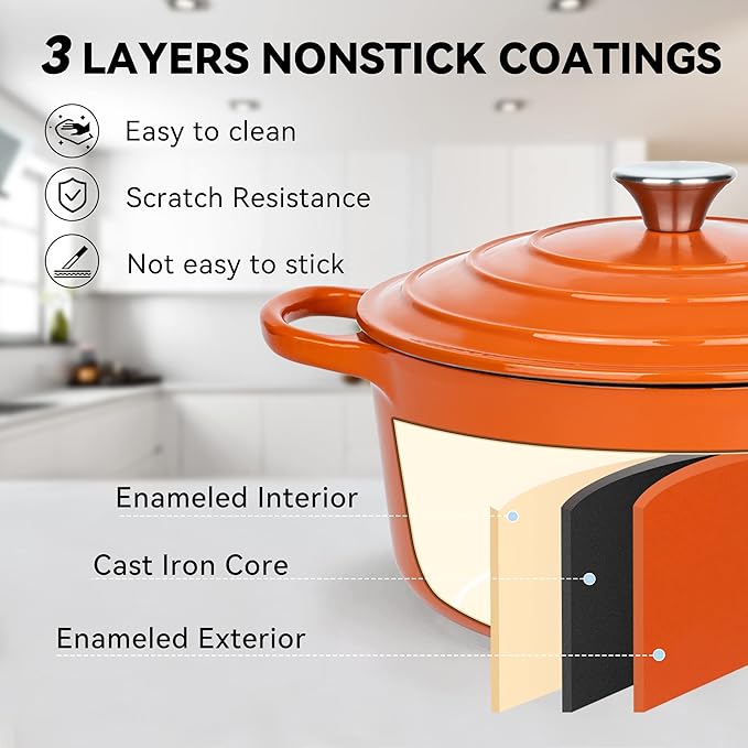 Miereirl 6 Quart Enameled Dutch Oven Pot - Image 3
