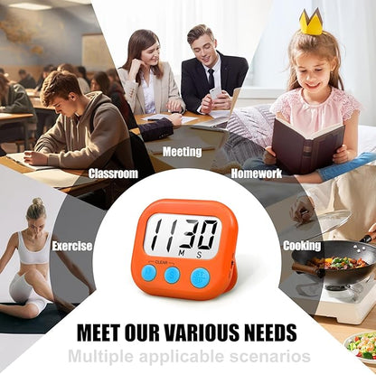 6 Pack Digital Kitchen Timer for Cooking Big Digits Loud Alarm Magnetic Backing - Image 6