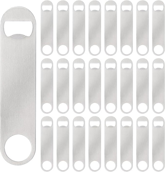 25 Pack Flat Beer Bottle Opener 7 inch Stainless Steel Flat Bottle Opener Beer by Yugada