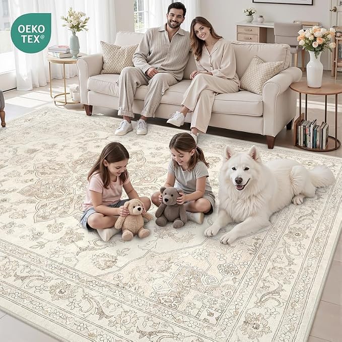3x5 Area Rugs for Living Room: Vintage Boho Neutral Washable Rug Indoor Soft - Image 8