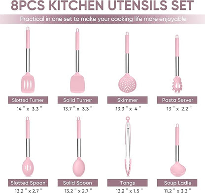 TeamFar Kitchen Utensils Set of 8, Silicone Utensils Kitchen Tools Set - Image 2